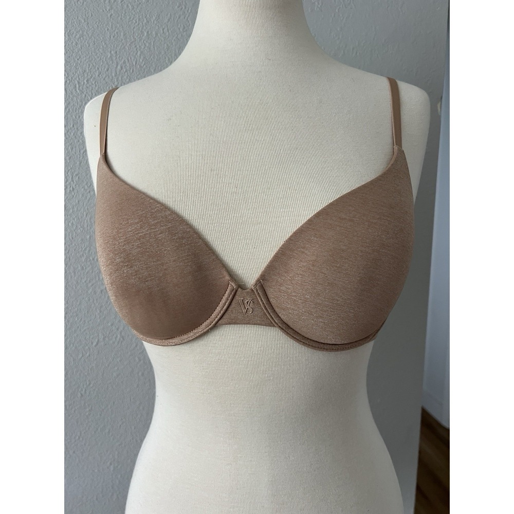 Victoria's Secret Bra 32D Beige Heather Uplift Semi Demi Nude Everyday Comfort
